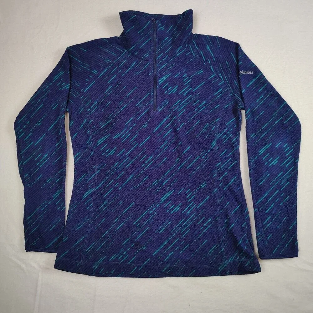 Vintage Columbia Fleece Pullover 1/4 Zip Blue Dash Sweatshirt Women's Sz M - Picture 1 of 10